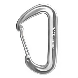 Aluminum Alloy Locking Carabiner, Ultra Lightweight, Heavy Duty, Load Capacity 2,697.7 lbf, Multi-Functional, D-Ring, D-Hook, Keychain, Outdoor Activities, Camping, Climbing, Compact, Silver, 4-Pack