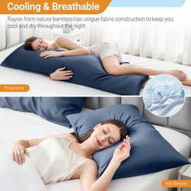 Warmstar 600 Thread Count Rayon Derived from Bamboo Cooling Pillowcases King Size Set of 2, Dark Blue, 20x36 Inches