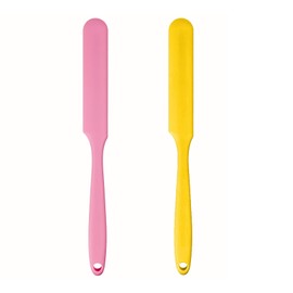 2-PCS Non-Stick Reusable Wax Silicone Spatula, Silicone Waxing Applicators for Hair Removal, for Home Salon Body Use(Pink & Yellow, size 2)