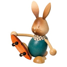 Drechslerei Kuhnert - Easter Decoration / Easter Bunny - Stupsi Rabbit with Skateboard - Made in Germany