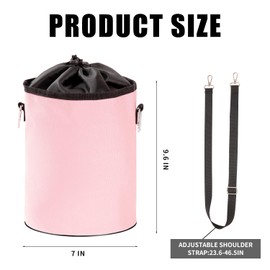 AFUOWER Clothespin Bag Holder Hanging Clothespin Bag with Hooks Large capacity Clothespin Storage Organizer for Clothesline Outdoor (Pink)