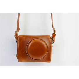 G7X Mark II Case, BolinUS Handmade PU Leather FullBody Camera Case Bag Cover for Canon PowerShot G7 X Mark II G7X Mark 2 Bottom Opening Version + Neck Strap -Brown