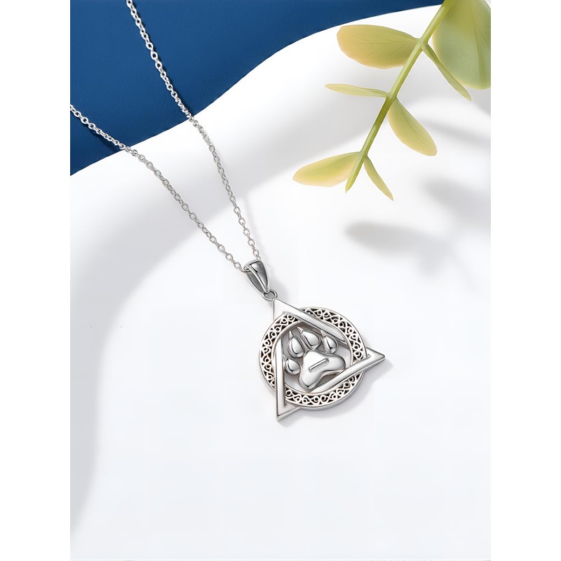 Qyvit Therian Necklace 925 Sterling Silver Paw Print Therian Pendant