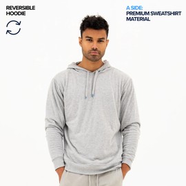 DudeRobe Men's Hooded Reversible Hoodie | As Seen on Shark Tank!, Ultimate Comfort and Style for Men's Loungewear, Grey, Medium