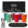 ARTI-LUX 3oz Mini Tumbler Shot Glass With Straw - 6 Pcs sublimation shot glasses stainless Steel Double Wall Vacuum Insulated, Mini Shot Glass whit straws and lids, set for Party