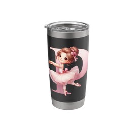 Ballerina Girl Dancing Name First Letter P Girly Tutu Ballet Stainless Steel Insulated Tumbler