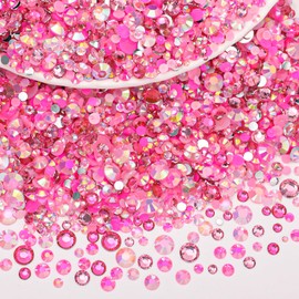 15000 Pcs Pink Resin Rhinestones for Crafting, Flatback 2-6 mm Gems Jelly Rhinestones, Mixed Sizes Pink Bedazzling Gems Crystal for Nail Art Face Makeup Craft DIY Accessories