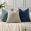 Teal Chenille Throw Pillow Covers 18x18 Set of 2 Thick