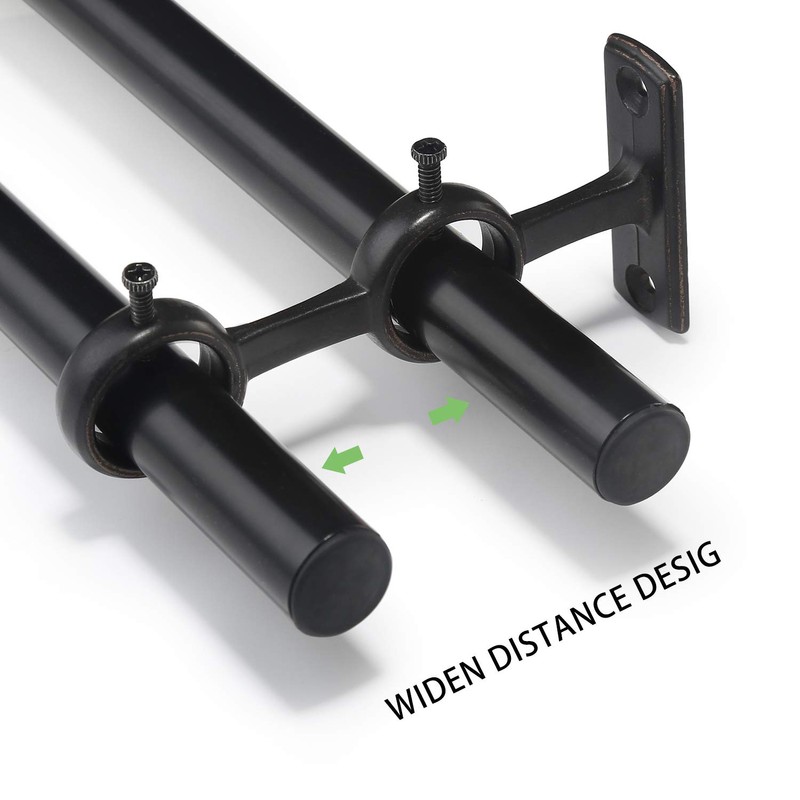 Goowin Curtain Rod Bracket, 3pcs Adjustable Curtain Rod Holder, Double