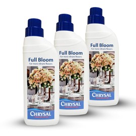 Chrysal Full Bloom Liquid Flower Food - Clear, Concentrated for Flower Arrangements & Bouquets - Mix with Water - Ideal Florist Supplies & at-Home Use - 500mL Bottle (500ml) (3 Pack)