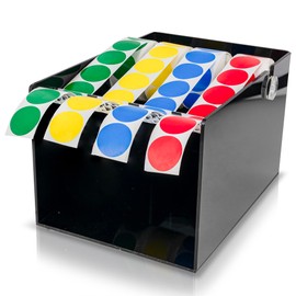 Multi-Use Small Label Dispenser for Rolls of Sticker Labels - 5.67"x 7.83"x4.72", Heavy-Duty, Wall-Mountable Acrylic Sticker Roll Dispenser, Anti-Slip (Small Black)