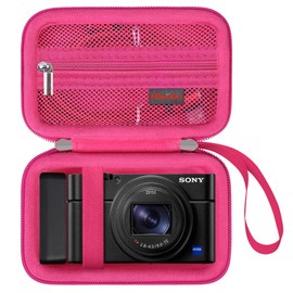 Elonbo Camera Carrying Case for Sony RX100 VII/ RX100 VI/ RX100 V/ RX100 IV/ RX100 III Compact Digital Camera, Vlogging Camera Travel Bag, Video Streaming Camera Storage Holder. Raspberry, L87M-08