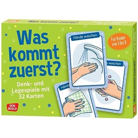 Was kommt zuerst?: Denk- und Legespiele mit 32 Karten und Begleitheft. Spielerisches Erlernen der chronologischen Reihenfolge. Konzentration üben & ... von 3 bis 8 (Denk- und Legespiele für Kinder)