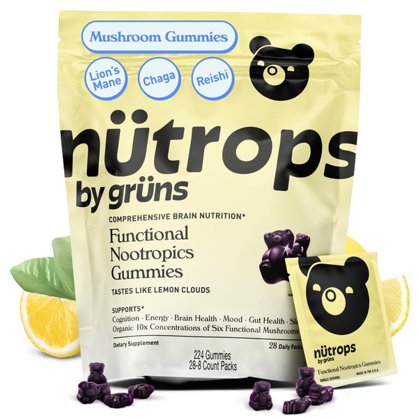 Nutrops Lions Mane Mushroom Gummies for Adults, Functional Nootropics, Herbal