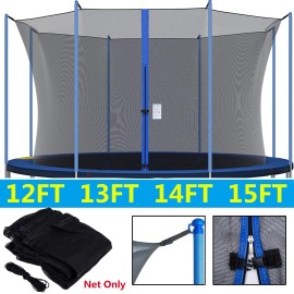 Cliselda Trampoline Safety Net Replacement Enclosure 12 13 14 15 FTTrampoline 4/6/8 Pole - 12FT-6 Pole