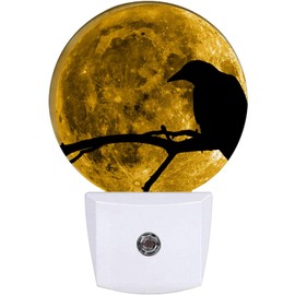 Crows Night Light,Full Moon Nightlight Plug into Wall LED Lamp Auto Sensor Dusk to Dawn for Bedrooms/Kitchens/Toilets/Corridors,Energy-Saving