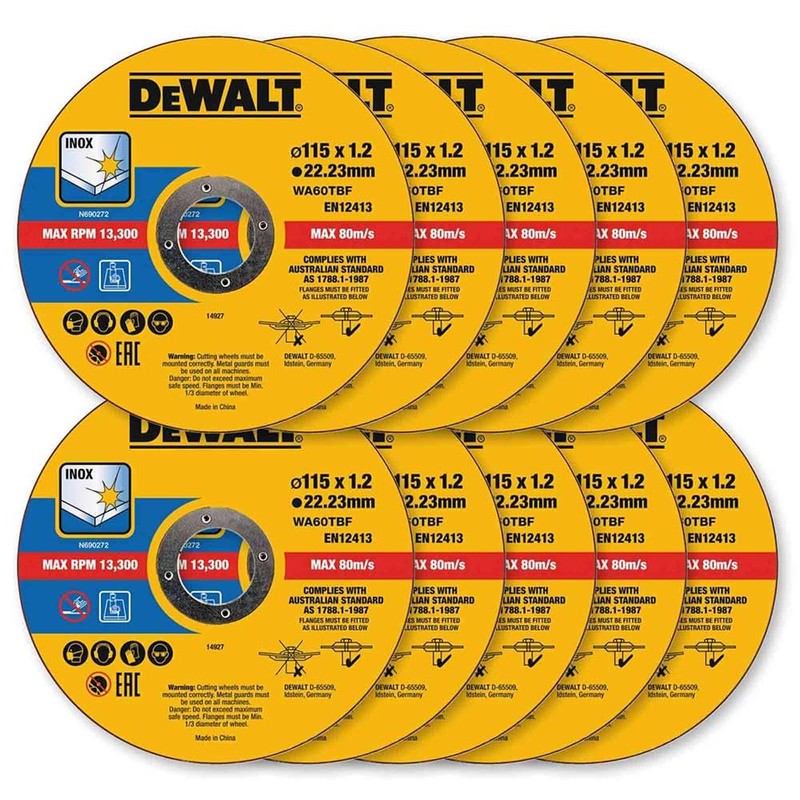 DeWalt Thin Stainless Steel Cutting Disc 115mm Pack of 10