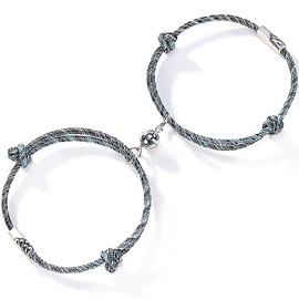 YooAi Couple Magnetic Bracelets Set Mutual Attraction Braided Rope Bracelet Couple Gift Jewelry Set for Women Men Blue