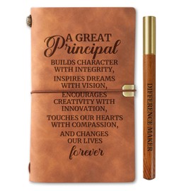 InnoBeta Principal Gifts for Principals, Journal Pen Set for Principal Appreciation, 7.8"x5" Leather Embossed Refillable Notebook for Birthday, Christmas, Retirement
