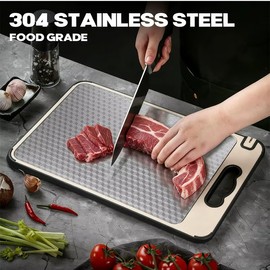 Titanium Cutting Board for Kitchen 1pc with Juice Groove – Double Sided Cutting Board for Meat, Veggies & Bread