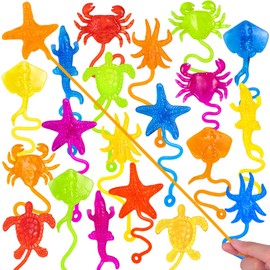 HLARTNET 20PCS Sticky Ocean Themed Animal for Kids, Sea Creature Party Favors for Classroom Prizes, Under The Sea Birthday Goodie Bags Stuffers, Toy Prizes Rewards Bulk Rewards as Gifts