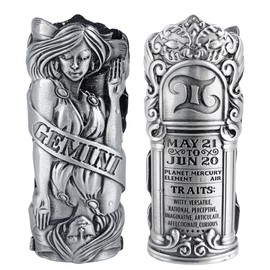Metal Lighter Case Fits BIC, It Covers Standard Full Size Bic Lighter in J6. Zodiac Astrology Lighter Case, Design in Gemini. One Piece Per Order