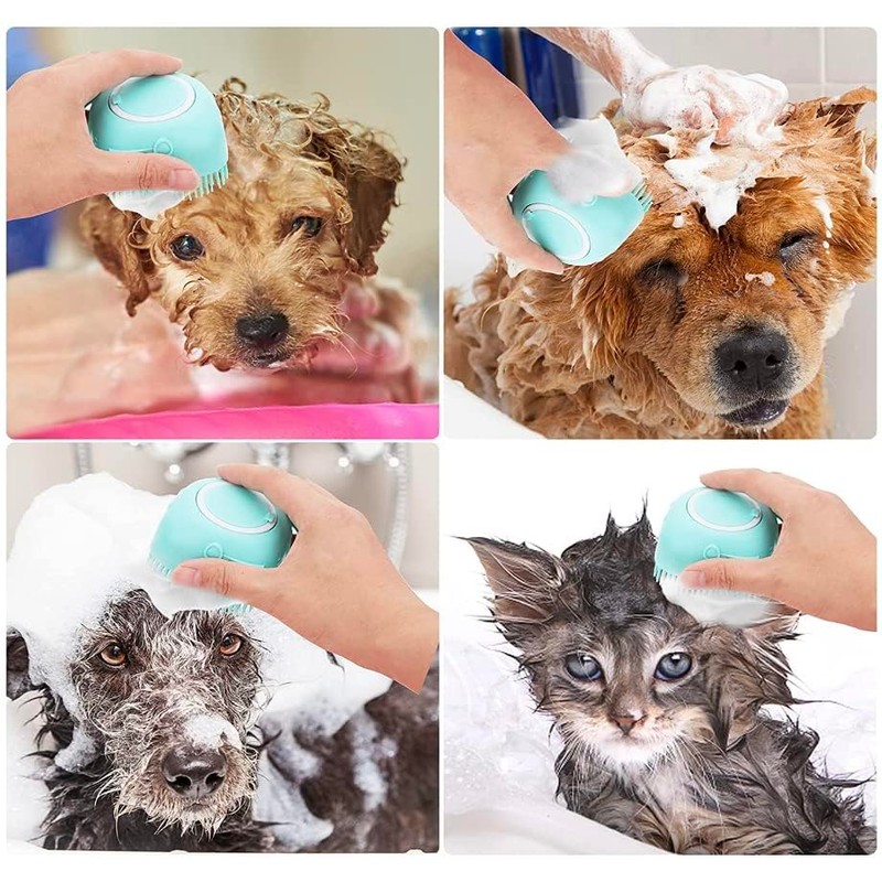 Pet Bath Massage Brush Puppy Dog Cat Grooming Cleaning Soft