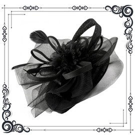 dressfan Fascinator Derby Hats for Women Vintage Wedding Feather Headband Hair Clip,20s 50s Hair Accessories Headwear for Derby/Wedding/Cocktail/Tea Party,M4-Black