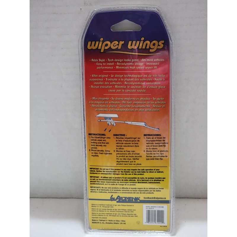 ALPENA NEW SILVER UNIVERSAL FIT AERODYNAMIC DESIGN WIPER WINGS MINIMIZE