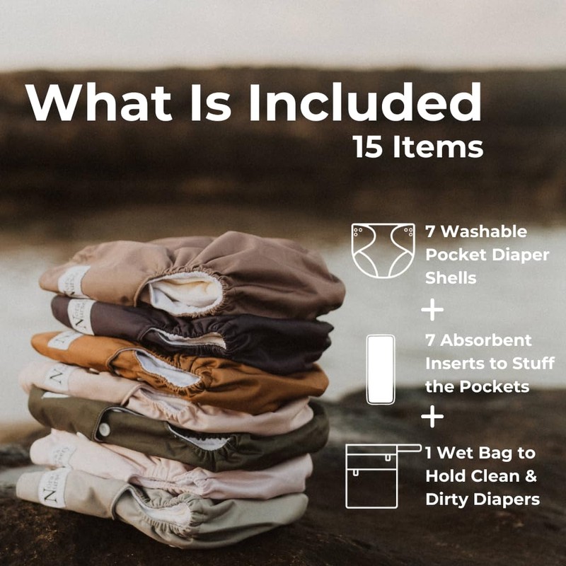 Nora's Nursery Cloth Diapers 7 Pack with 7 Inserts &