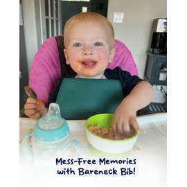 Bareneck Bibs Hassle-Free, Comfortable & Easy-Clean Bib for Mess-Free Mealtimes (Green)