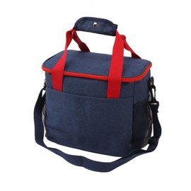 Large Lunch Bag Thickening Waterproof Heat Insulation Leakproof Freezable Cooler Bag with Shoulder Strap for Office Work Navy Blue