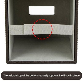 J JACKCUBE DESIGN Square Paper Facial Tissue Box Cover Holder for Bathroom Vanity Countertop, Bedroom Dressers, Napkin Holder with Velcro Strap on Bottom, Brown Quilted Faux Leather - MK272a