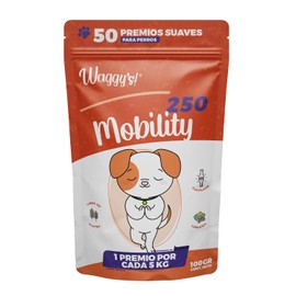 Waggys Premios Mobility para Perros Medianos - Apoyo para Movilidad, Articulaciones, Cadera, Dolores e Inflamación - Adicionados con Cartílago y Cúrcuma - 50 Premios Suaves. (Perros Medianos)