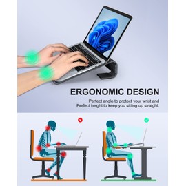 Soqool Laptop Stand for Desk, Ergonomic Detachable Laptop Riser, Aluminum MacBook Stand, Compatible with 12-17'' All Laptops Such as MacBook Pro/HP/Dell/Lenovo, Black