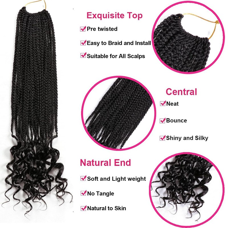 7 Packs 18 Inch Bohemian Goddess Box Braids Crochet Hair