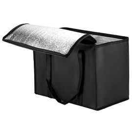 QWORK 2 Pack Insulated Cooler Grocery Bags with Triple-Layer Thermal Insulation, for Food Delivery, Picnics (Black)