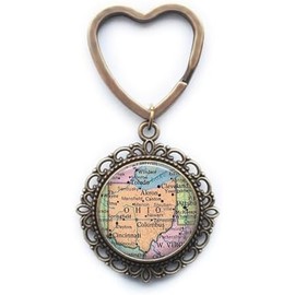 Llavero de mapa de Ohio, llavero de mapa de Ohio, llavero de Ohio, llavero de Ohio, joyería de mapa de moda, mapa de moda, A0166
