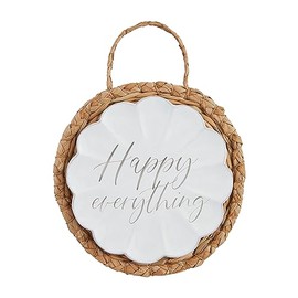 Mud Pie Happy Trivet Set, 9" x 9", WHITE