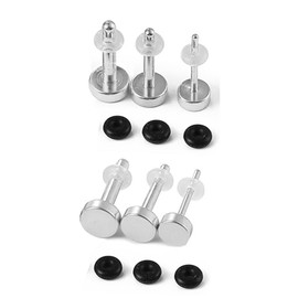 LADEMAYH 6PCS 1mm-2mm Stainless Steel Ear Stretching Kit with 0.5mm Increments, Dead Stretching Short Tapers Plugs with Rubber Rings - Safe & Easy for Men & Women (Silver)
