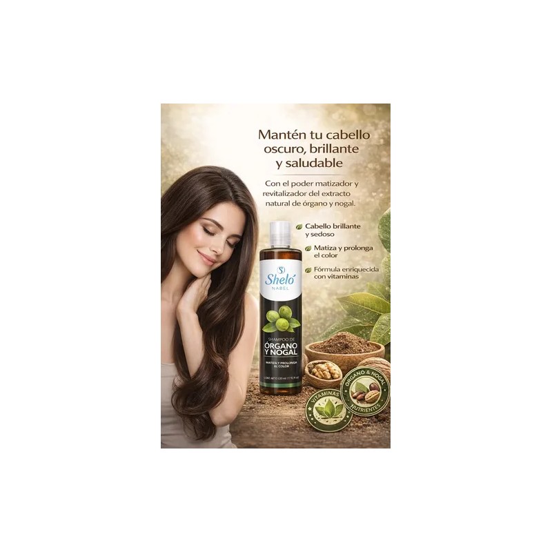 Shampoo Órgano Y Nogal 530ml Matiza El Color Shelo Nabel