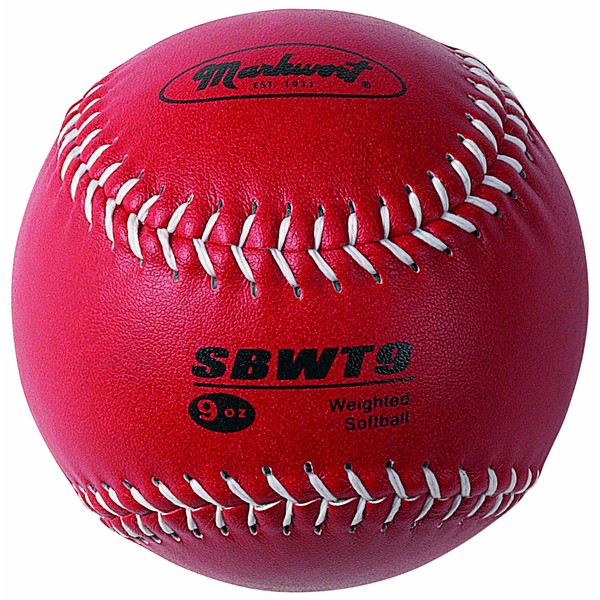Markwort Weighted 12-Inch Softball-Leather Cover, Red