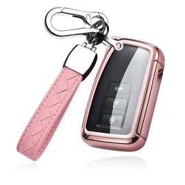 HIBEYO Car Key Case Fits Lexus Key Case Cover TPU Key Protector for Lexus NX GS RX IST GX LX RC ES 200 250 350 LS 450H 300H RX250T Remote Control Key Ring Pink