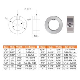 Sinosufanes 304 Stainless Steel Shaft Collar Set Screw H7 Tolerance Bore 3/4", OD 1-1/4", Thickness 9/16", Drill Stop Collar for Shaft Positioning