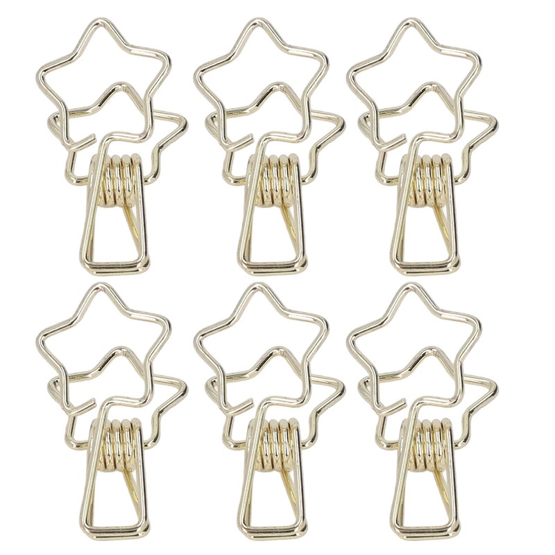 100Pcs Star Binder Clips Hollow Out Cartoon Style Strong Clamping