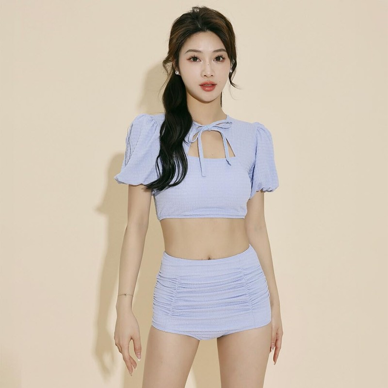 [Teddy] 水着 レディース ビキニ 体型カバー水着 ハイウエスト ショーツ セパレート 2点セット ボレロ風ブラ