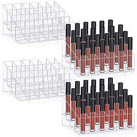 4 Organizadores de Soporte de L¨¢piz Labial 24 Ranuras Organizador de Maquillaje de L¨¢piz Labial Acr¨ªlico Soporte Exhibici¨®n de Caja de L¨¢piz Labial Caja de Almacenaje para Barra de Labios
