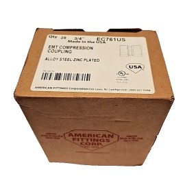 AMERICAN FITTINGS CORPORATION QTY 25 New AMERICAN FITTINGS EC761US 3/4" EMT COMPRESSION Couplings Made In USA