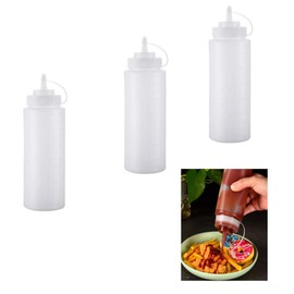 DODXIAOBEUL 3 Pcs Plastic Squeeze Bottles 32 oz, Ketchup Mustard Bottles,Cooking Squeeze Bottle,Use for Tomato Sauce, Mustard, Syrup, Sauces, Condiments, Oils,Crafts (White, 32 oz)