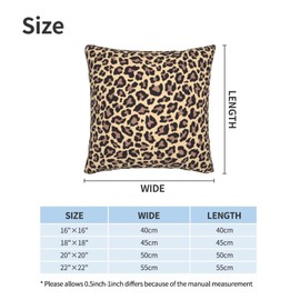 Jbofyee Leopard Throw Pillow Cover 18x18 Inch Wild Cheetah Print Decorative Pillow Cases Soft Throw Pillows for Living Room Bedroom Sofa Couch Cushion Cover Set of 2